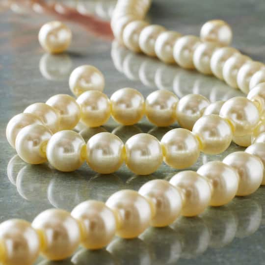 12 Packs: 120 ct. (1,440 total) Ivory Pearl Glass Beads, 8mm by Bead Landing™